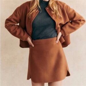 NWT Sezane Tania Wool Mini Skirt in Caramel - 36 /‎ 4
